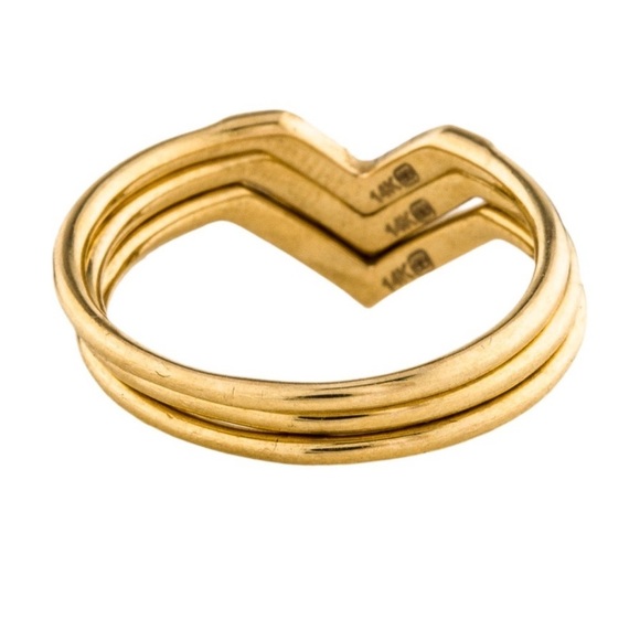 Sydney Evan 14K Gold Stacking Chevron Rings with Diamonds - Picture 3 of 5